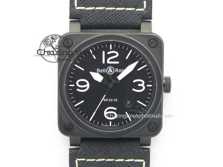 BR 03-92 PVD Case Black Dial 42.5mm On Leather Strap MIYOTA 9015 V2