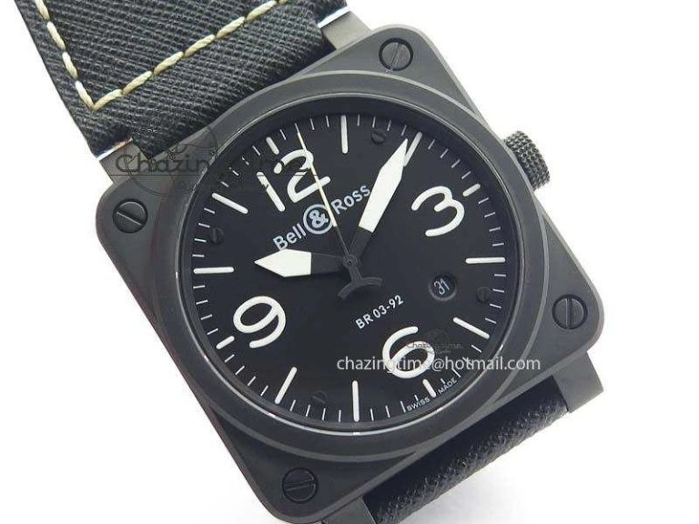 BR 03-92 PVD Case Black Dial 42.5mm On Leather Strap MIYOTA 9015 V2