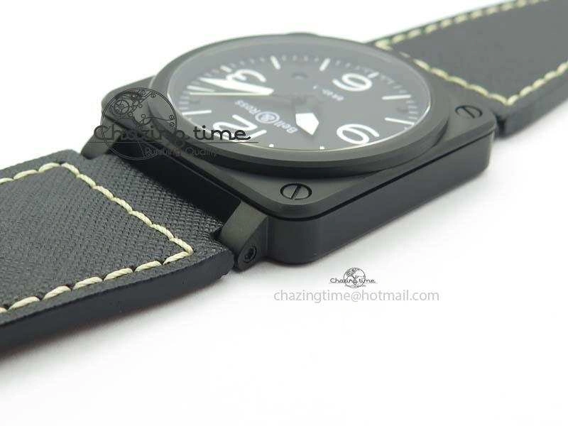 BR 03-92 PVD Case Black Dial 42.5mm On Leather Strap MIYOTA 9015 V2