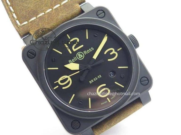 BR 03-92 PVD Case Black Dial 42.5mm On Leather Strap MIYOTA 9015 V2