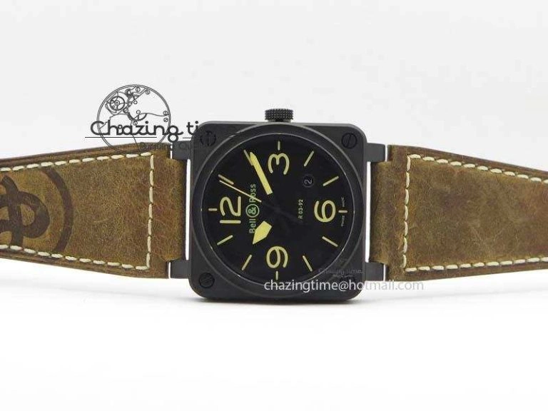 BR 03-92 PVD Case Black Dial 42.5mm On Leather Strap MIYOTA 9015 V2