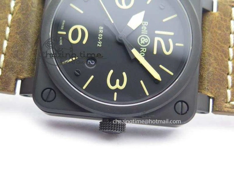 BR 03-92 PVD Case Black Dial 42.5mm On Leather Strap MIYOTA 9015 V2
