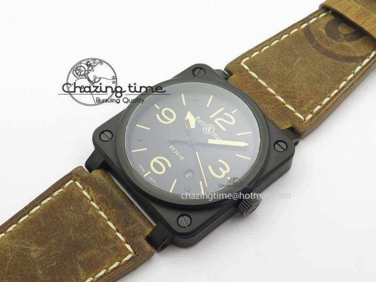 BR 03-92 PVD Case Black Dial 42.5mm On Leather Strap MIYOTA 9015 V2