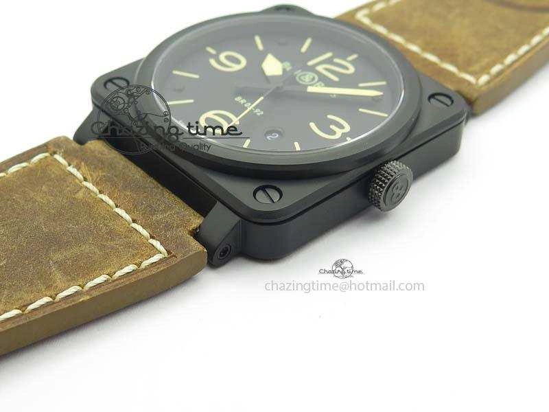 BR 03-92 PVD Case Black Dial 42.5mm On Leather Strap MIYOTA 9015 V2