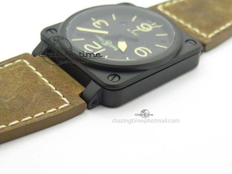BR 03-92 PVD Case Black Dial 42.5mm On Leather Strap MIYOTA 9015 V2