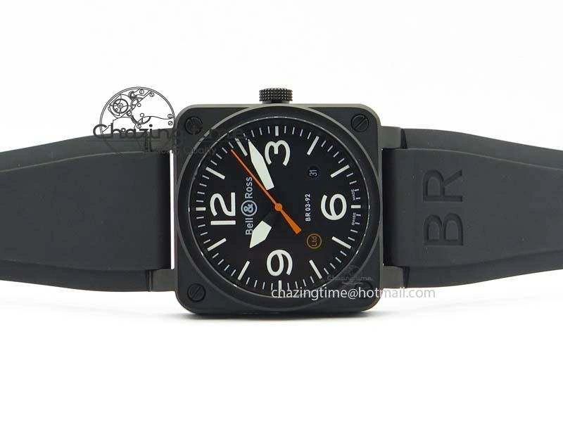 BR 03-92 PVD Case Black Dial Orange Sec Hand 42.5mm On Rubber Strap MIYOTA 9015 V2