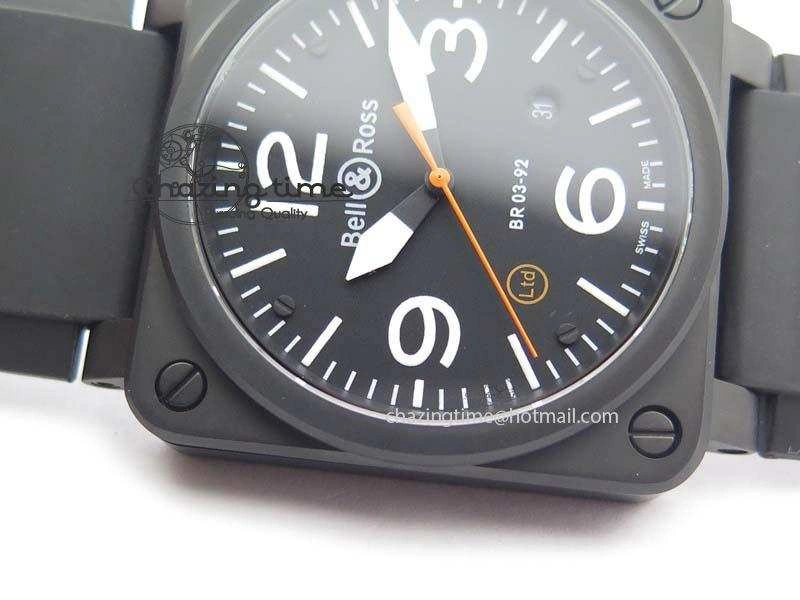 BR 03-92 PVD Case Black Dial Orange Sec Hand 42.5mm On Rubber Strap MIYOTA 9015 V2