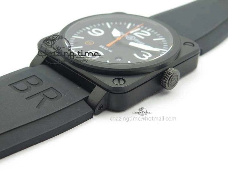 BR 03-92 PVD Case Black Dial Orange Sec Hand 42.5mm On Rubber Strap MIYOTA 9015 V2