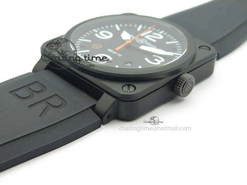 BR 03-92 PVD Case Black Dial Orange Sec Hand 42.5mm On Rubber Strap MIYOTA 9015 V2
