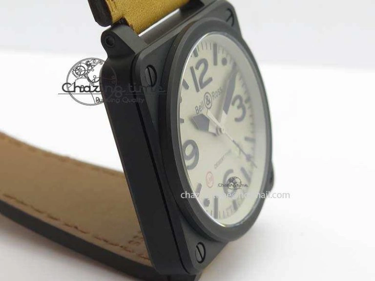 BR 03-92 PVD Case Cream Dial 42.5mm On Leather Strap MIYOTA 9015 V2