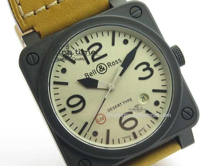 BR 03-92 PVD Case Cream Dial 42.5mm On Leather Strap MIYOTA 9015 V2