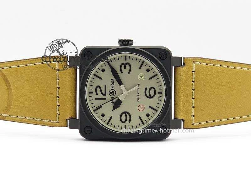 BR 03-92 PVD Case Cream Dial 42.5mm On Leather Strap MIYOTA 9015 V2