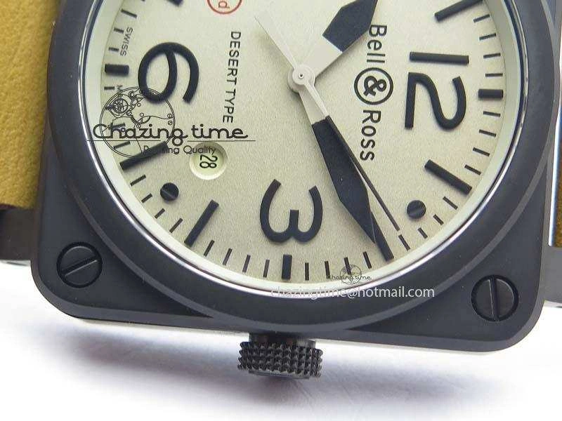 BR 03-92 PVD Case Cream Dial 42.5mm On Leather Strap MIYOTA 9015 V2