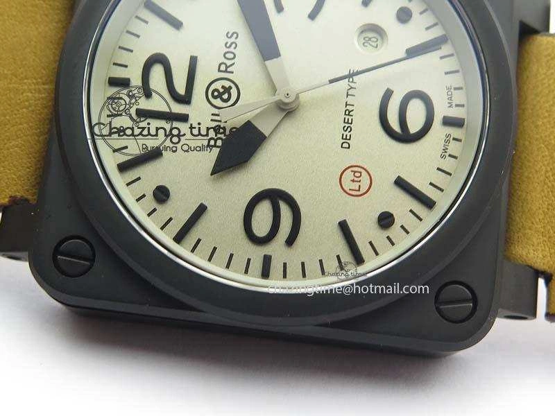 BR 03-92 PVD Case Cream Dial 42.5mm On Leather Strap MIYOTA 9015 V2