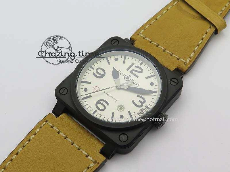 BR 03-92 PVD Case Cream Dial 42.5mm On Leather Strap MIYOTA 9015 V2