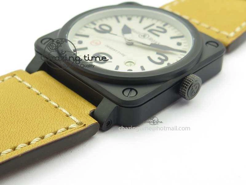 BR 03-92 PVD Case Cream Dial 42.5mm On Leather Strap MIYOTA 9015 V2