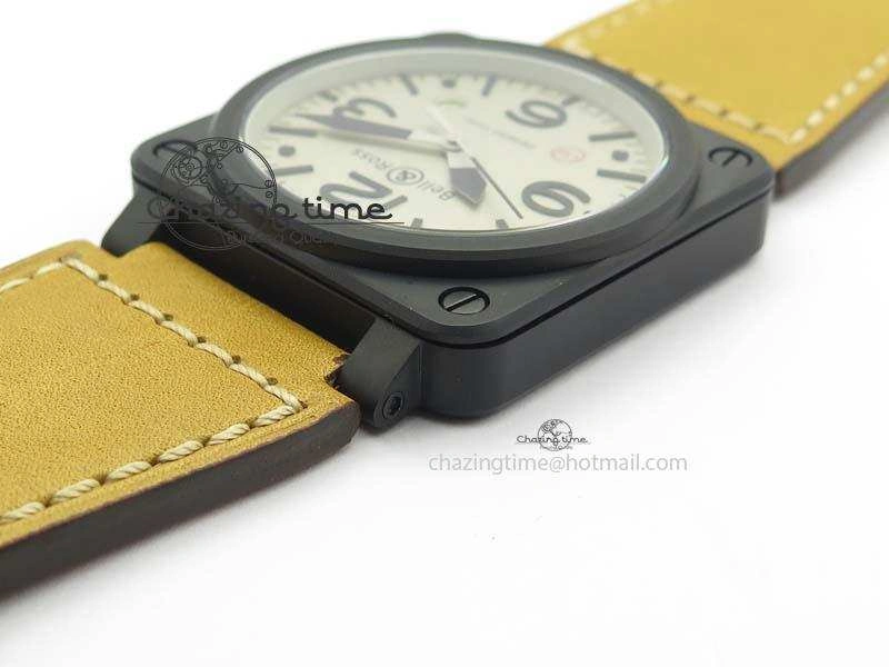 BR 03-92 PVD Case Cream Dial 42.5mm On Leather Strap MIYOTA 9015 V2