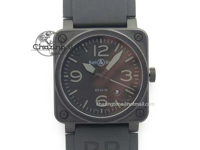 BR 03-92 PVD Case V2 42.5mm Black Dial On Rubber Strap MIYOTA 9015