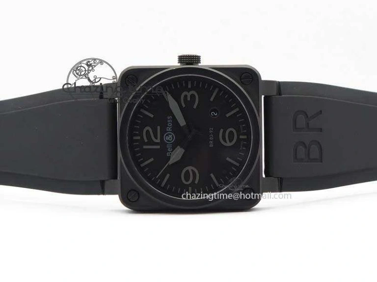 BR 03-92 PVD Case V2 42.5mm Black Dial On Rubber Strap MIYOTA 9015