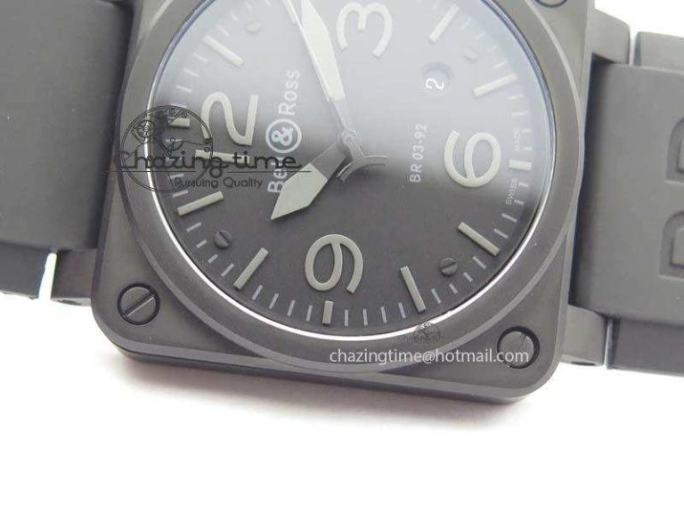 BR 03-92 PVD Case V2 42.5mm Black Dial On Rubber Strap MIYOTA 9015