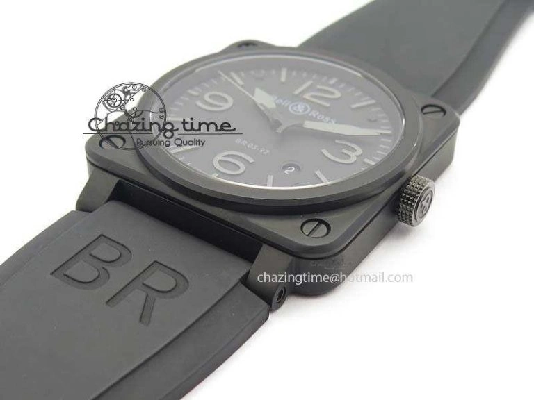 BR 03-92 PVD Case V2 42.5mm Black Dial On Rubber Strap MIYOTA 9015