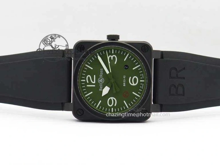 BR 03-92 PVD Case V2 42.5mm Green Dial On Rubber Strap MIYOTA 9015