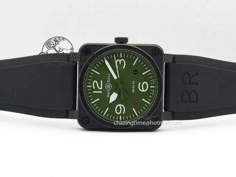 BR 03-92 PVD Case V2 42.5mm Green Dial On Rubber Strap MIYOTA 9015