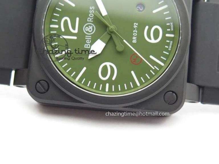 BR 03-92 PVD Case V2 42.5mm Green Dial On Rubber Strap MIYOTA 9015
