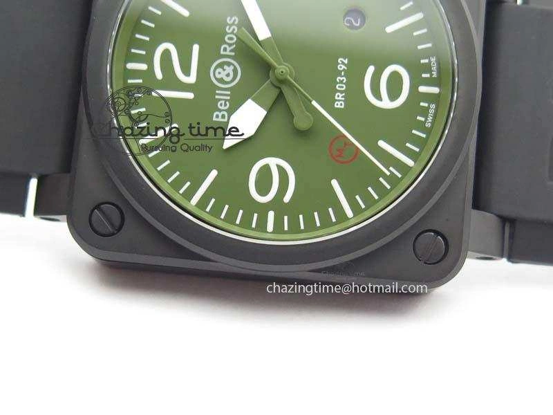 BR 03-92 PVD Case V2 42.5mm Green Dial On Rubber Strap MIYOTA 9015