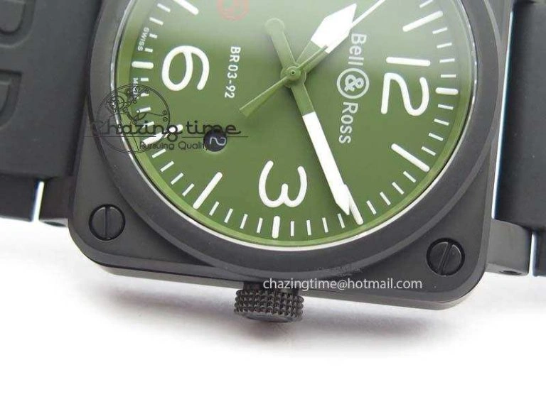 BR 03-92 PVD Case V2 42.5mm Green Dial On Rubber Strap MIYOTA 9015