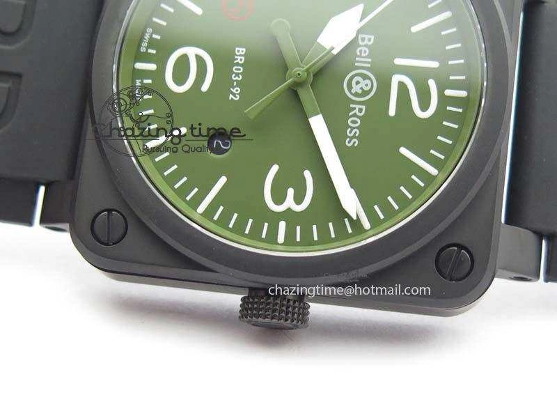 BR 03-92 PVD Case V2 42.5mm Green Dial On Rubber Strap MIYOTA 9015