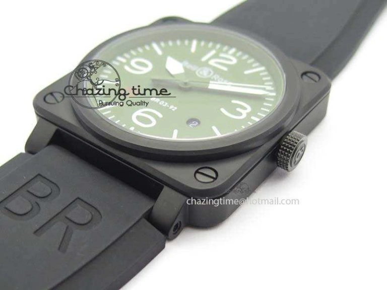 BR 03-92 PVD Case V2 42.5mm Green Dial On Rubber Strap MIYOTA 9015