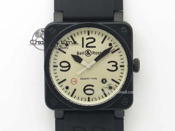 BR 03-92 PVD Desert Type 42 mm On Black Rubber Strap MIYOTA 9015