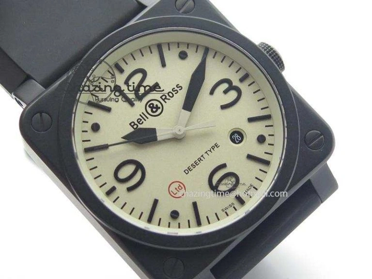 BR 03-92 PVD Desert Type 42 mm On Black Rubber Strap MIYOTA 9015