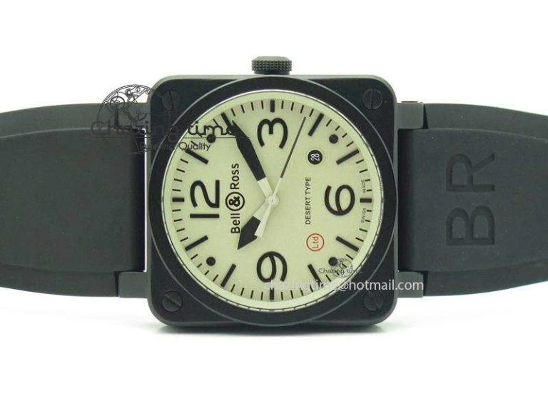 BR 03-92 PVD Desert Type 42 mm On Black Rubber Strap MIYOTA 9015