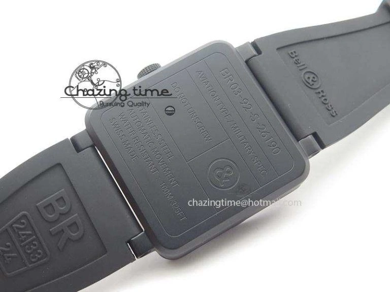 BR 03-92 PVD Desert Type 42 mm On Black Rubber Strap MIYOTA 9015