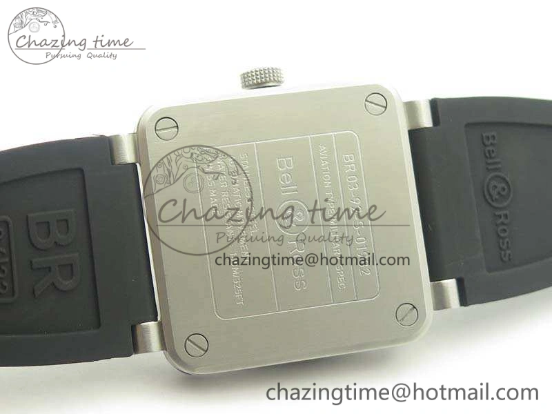 BR 03-92 SS 42.5mm Cream Dial On Rubber Strap MIYOTA9015 V3