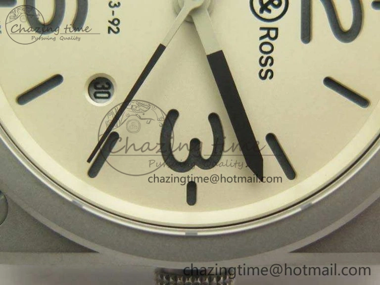 BR 03-92 SS 42.5mm Cream Dial On Rubber Strap MIYOTA9015 V3