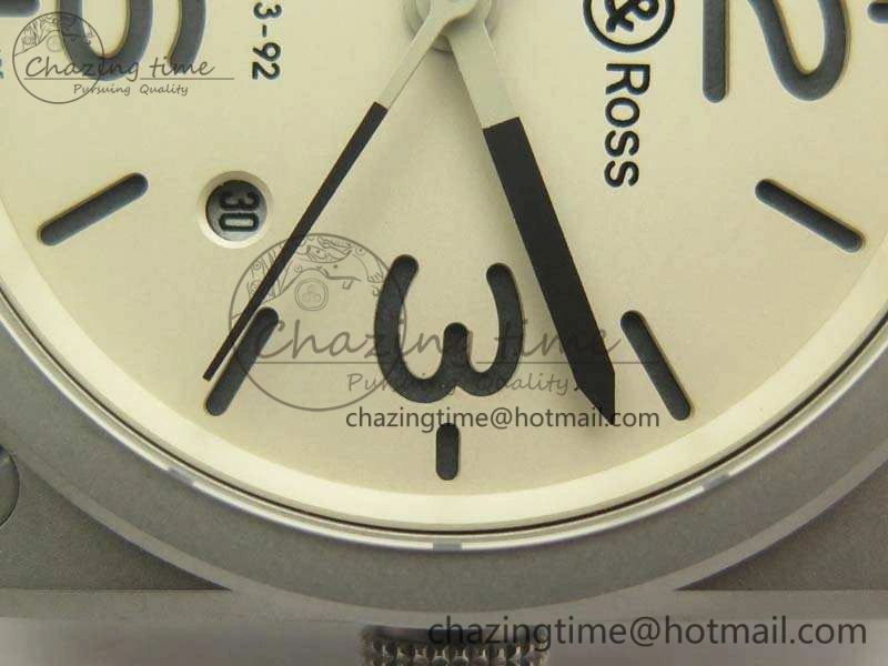 BR 03-92 SS 42.5mm Cream Dial On Rubber Strap MIYOTA9015 V3