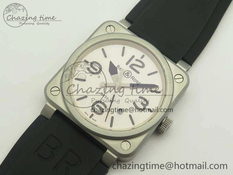 BR 03-92 SS 42.5mm Cream Dial On Rubber Strap MIYOTA9015 V3