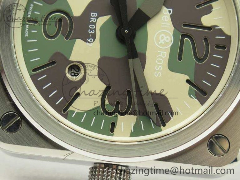 BR 03-92 SS 42.5mm Green Camouflage Dial On Leather Strap MIYOTA9015 V3