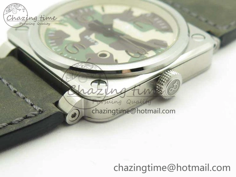 BR 03-92 SS 42.5mm Green Camouflage Dial On Leather Strap MIYOTA9015 V3