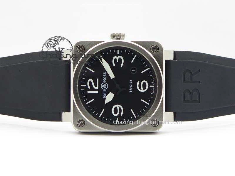 BR 03-92 SS 42MM Black Dial On Black Rubber Strap MIYOTA 9015