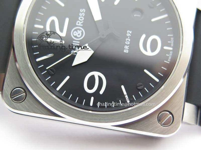 BR 03-92 SS 42MM Black Dial On Black Rubber Strap MIYOTA 9015