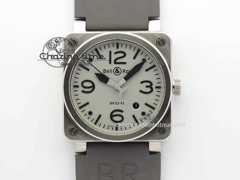 BR 03-92 SS 42MM Gray Dial On Gray Rubber Strap MIYOTA 9015
