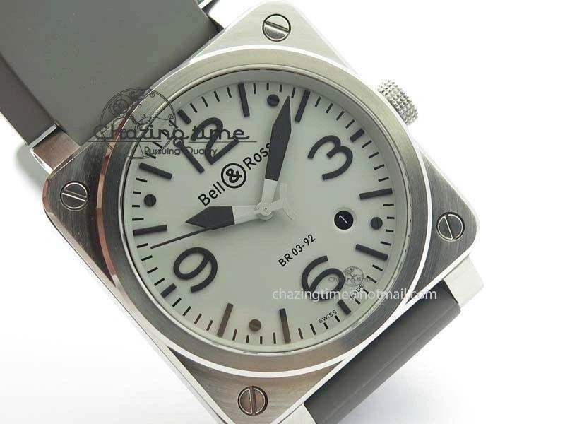 BR 03-92 SS 42MM Gray Dial On Gray Rubber Strap MIYOTA 9015