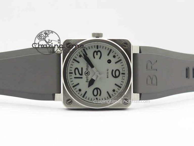 BR 03-92 SS 42MM Gray Dial On Gray Rubber Strap MIYOTA 9015