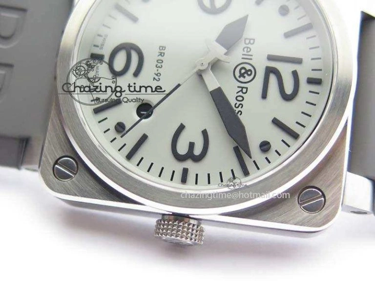 BR 03-92 SS 42MM Gray Dial On Gray Rubber Strap MIYOTA 9015