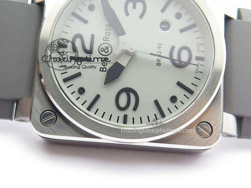 BR 03-92 SS 42MM Gray Dial On Gray Rubber Strap MIYOTA 9015