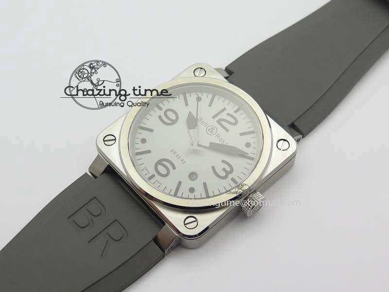 BR 03-92 SS 42MM Gray Dial On Gray Rubber Strap MIYOTA 9015